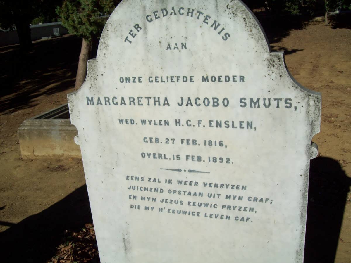 ENSLEN  Margaretha Jacobo nee SMUTS 1816-1892