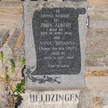 HELDZINGEN John Albert -1950 &amp; Anna Susanna VAN DER SPUY -1966
