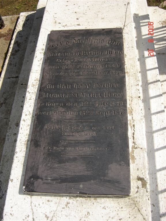 HUGO Elizabeth Rachel nee DE VILLIERS 1840-1874 :: HUGO Magdalena Maria 1873-1873