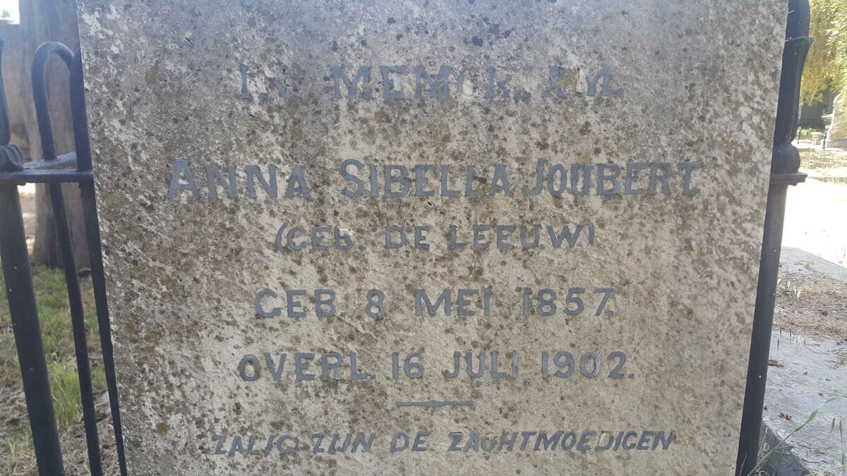 JOUBERT Anna Sibella nee DE LEEUW 1857-1902