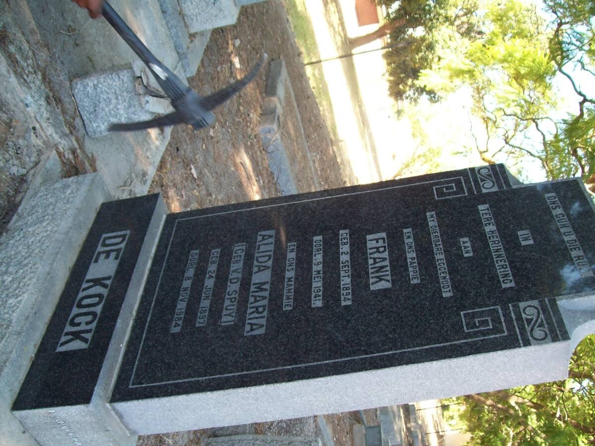 KOCK Frank, de 1894-1941 &amp; Alida Maria V.D. SPUY 1897-1984