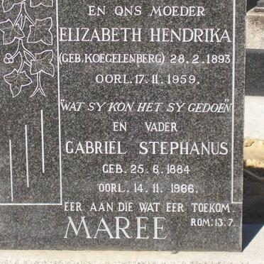 MAREE Gabriel Stephanus 1884-1966 &amp; Elizabeth Hendrika KOEGELENBERG 1893-1959