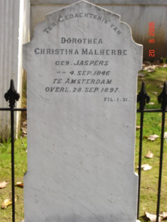 MALHERBE Dorothea Christina nee JASPERS 1846-1897