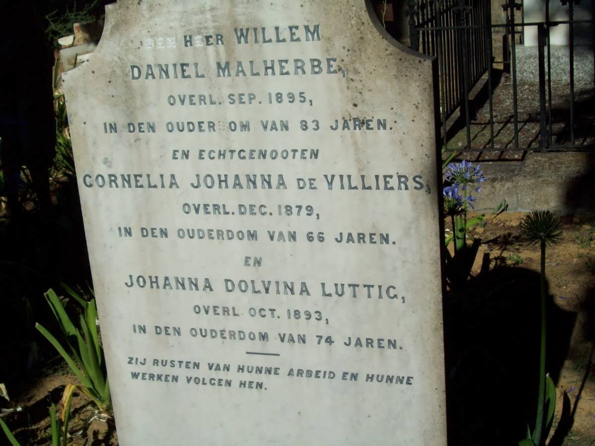 MALHERBE Willem Daniel -1895 &amp; Cornelia Johanna DE VILLIERS -1879 &amp; Johanna Dolvina LUTTIG -1893