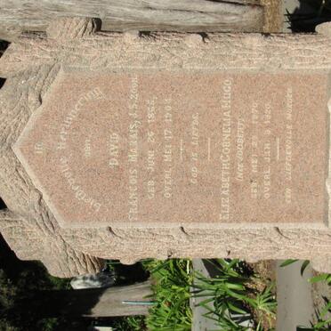 MARAIS David Francois 1865-1904 &amp; Elizabeth Cornelia Hugo JOUBERT 1870-1920