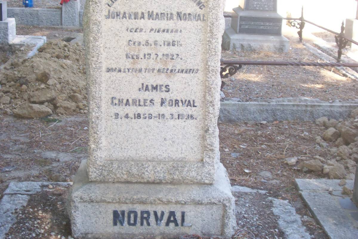 NORVAL James Charles 1958-1936 &amp; Johanna Maria PIENAAR 1861-1927