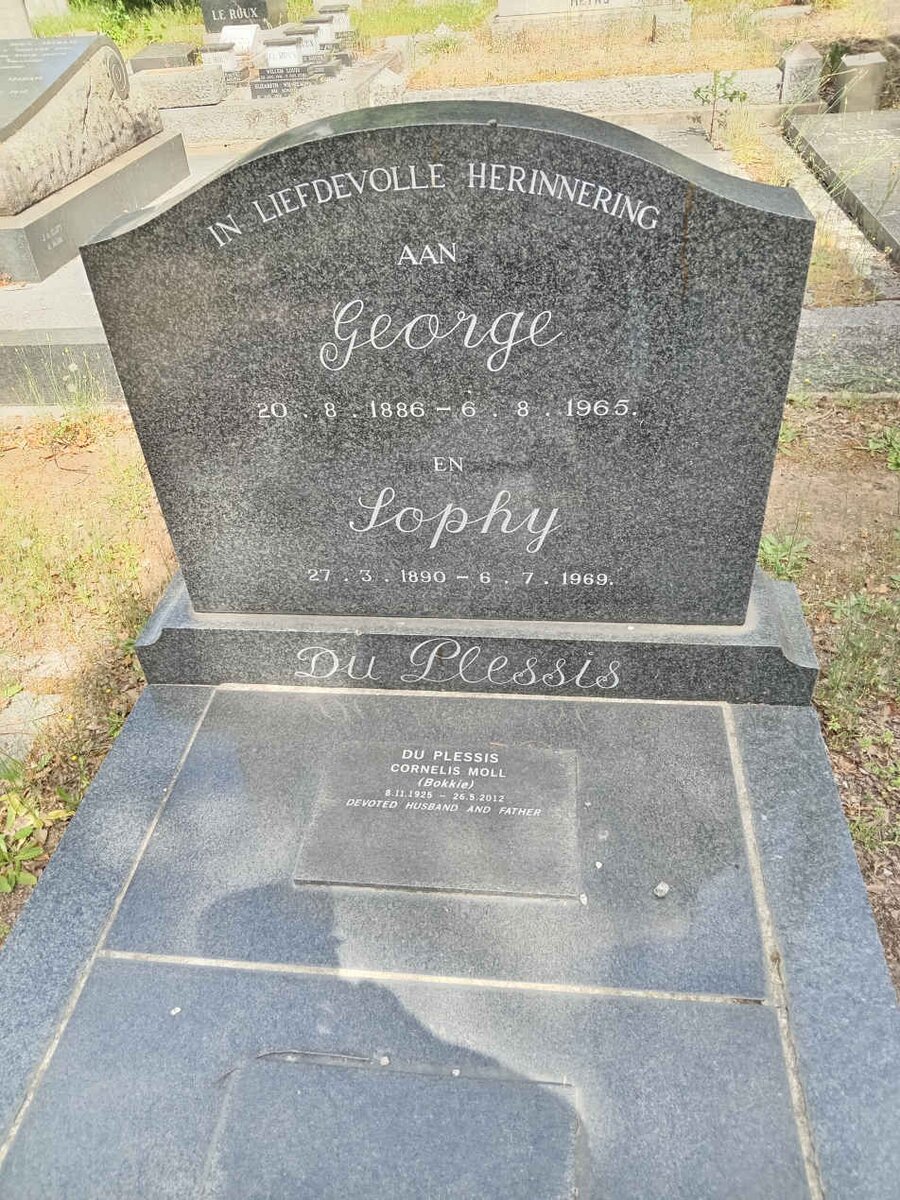 PLESSIS George, du 1886-1965 &amp; Sophy 1890-1969 :: DU PLESSIS Cornelis Moll 1925-2012