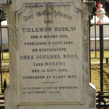 ROOS Tieleman 1810-1885 &amp; Anna Johanna MARAIS 1807-1887