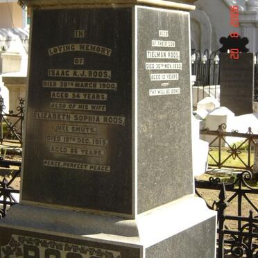 ROOS Isaac A.J. -1900 &amp; Elizabeth Sophia SMUTS -1915 :: ROOS Tielman -1880