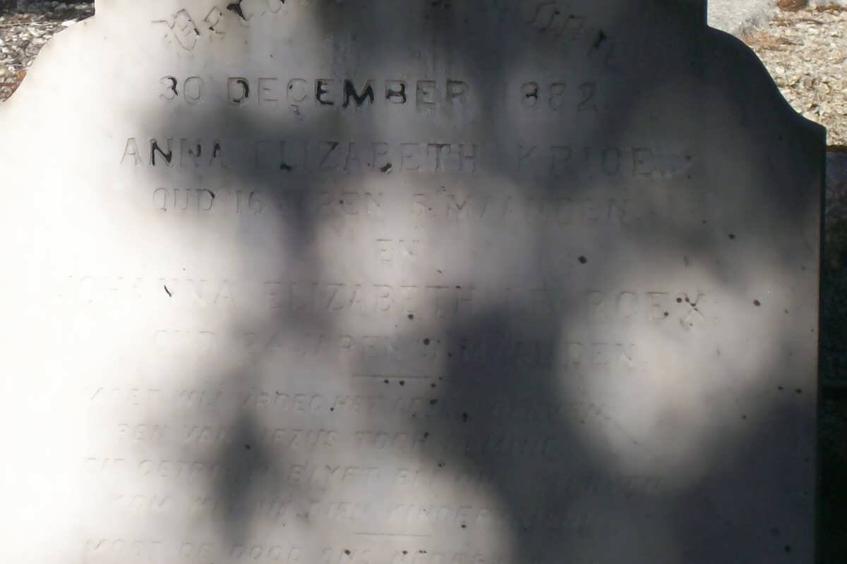 ROEX Johanna Elizabeth, le -1882 :: KRIGE Anna Elizabeth  -1822