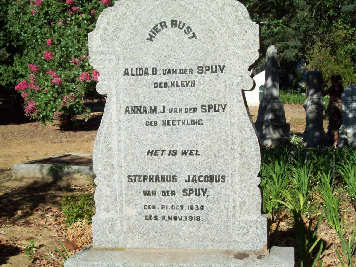 SPUY Stephanus Jacobus, van der 1834-1918 :: VAN DER SPUY Alida D. KLEYN :: VAN DER SPUY Anna M.J. NEETHLING