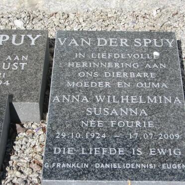 SPUY Anna Wilhelmina Susanna, van der nee FOURIE 1924-2009