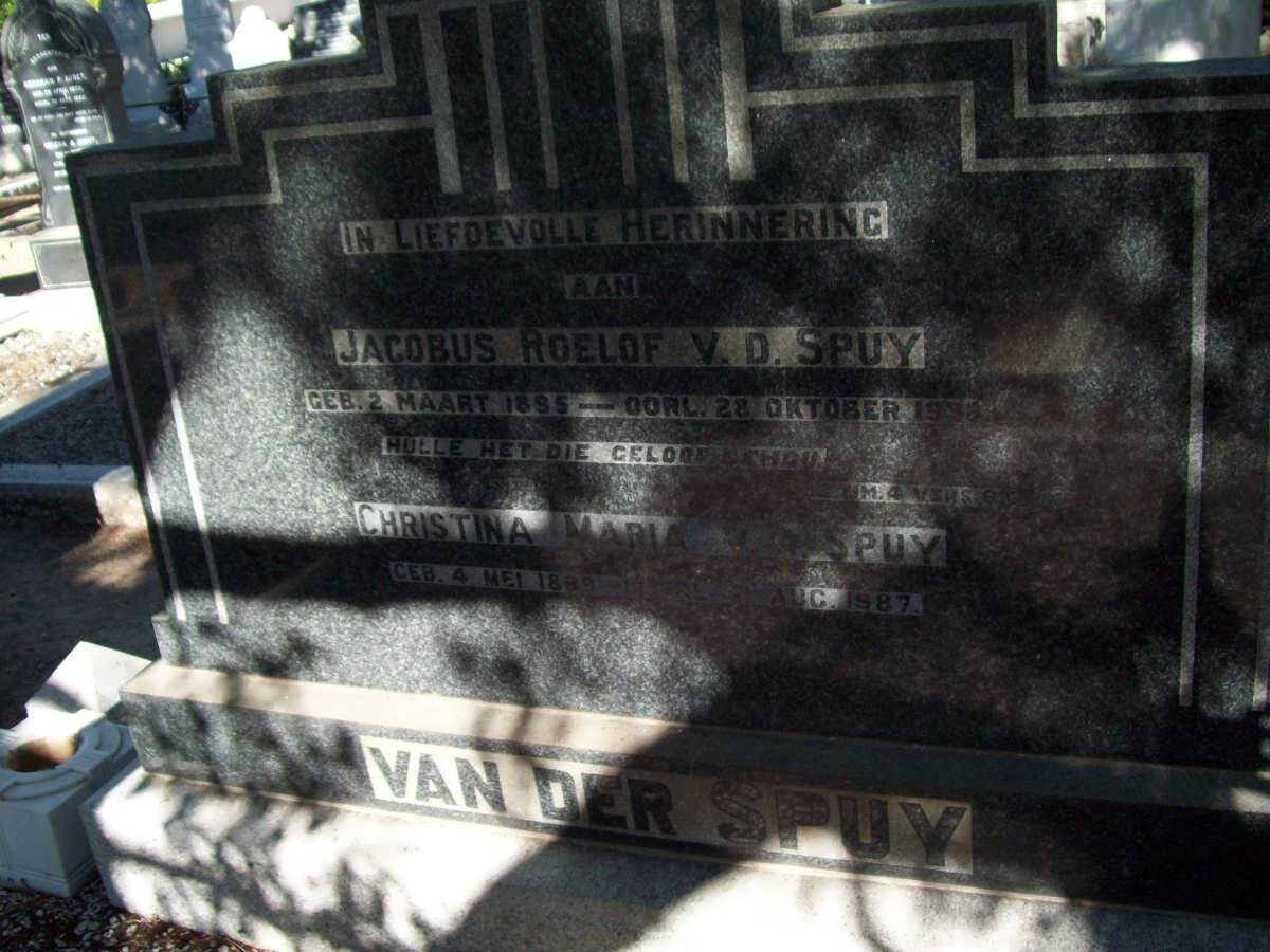 SPUY Jacobus Roelof, van der 1895-1938 &amp; Christina Maria 1899-1987