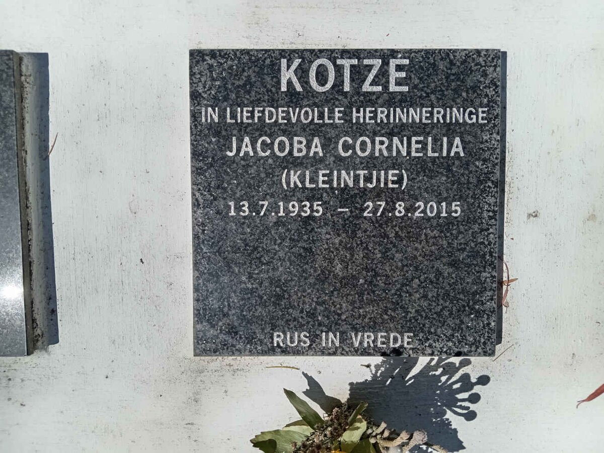 KOTZE Jacoba Cornelia 1935-2015
