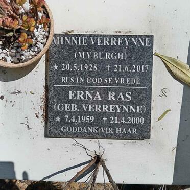 VERRYNNE Minnie nee MYBURGH 1925-2017 :: RAS Erna nee VERRYNNE 1959-2000