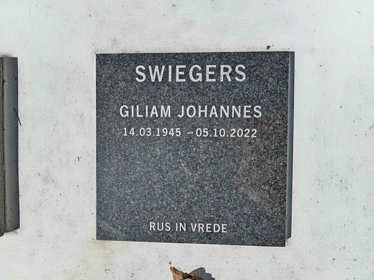 SWIEGERS Giliam Johannes 1945-2022