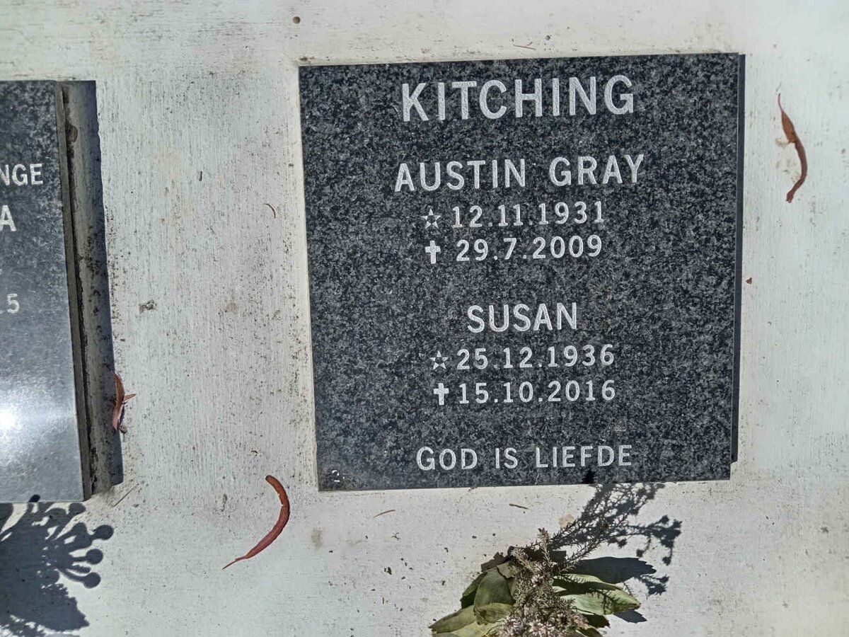 KITCHING Austin Gray 1931-2009 &amp; Susan 1936-2016