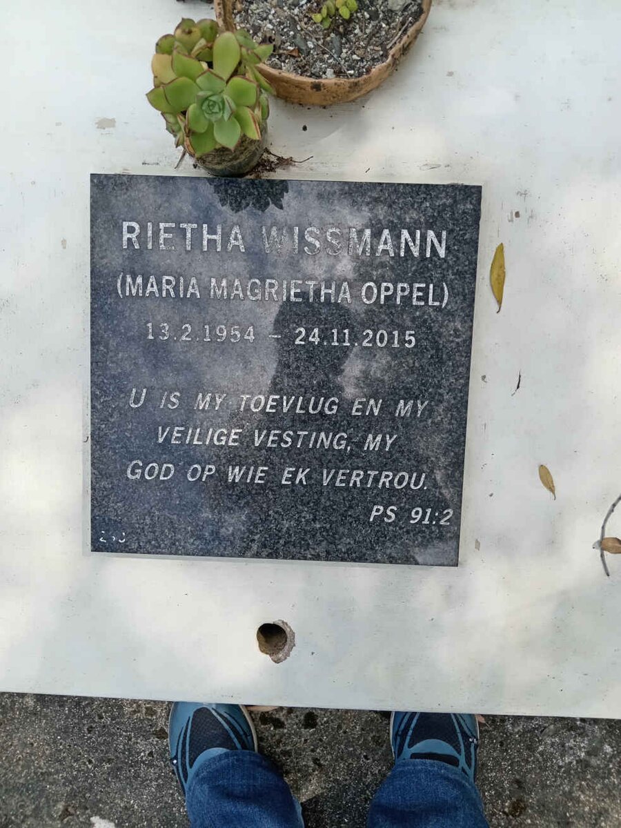 WISSMANN Maria Magrietha nee OPPEL 1954-2015