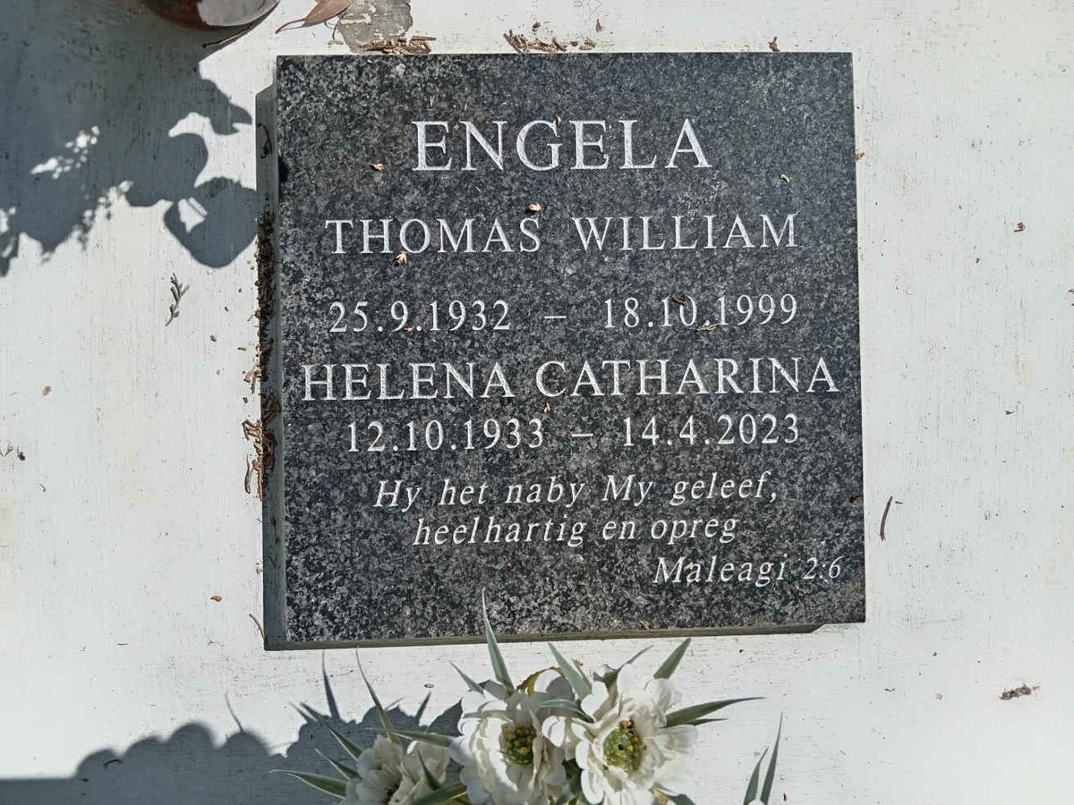 ENGELA Thomas William 1932-1999 &amp; Helena Catharina 1933-2023