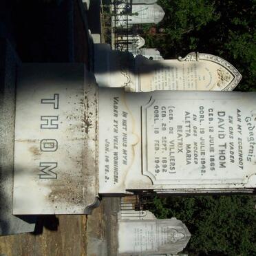 THOM David 1865-1942 &amp; Aletta Maria Beatrix DE VILLIERS 1892-1949