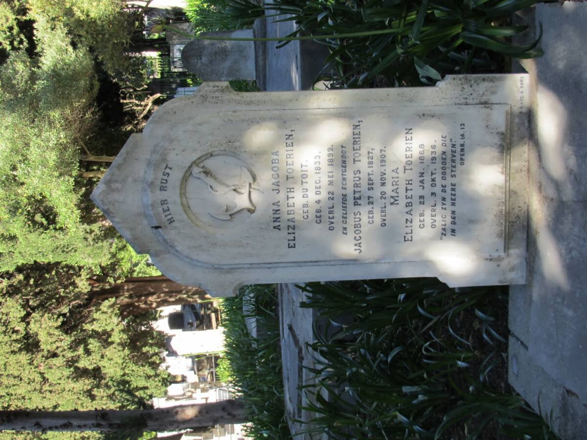 TOERIEN Jacobus Petrus 1827-1907 &amp; Anna Jacoba Elizabeth DU TOIT 1833-1899 :: TOERIEN Maria Elizabeth 1868-1936