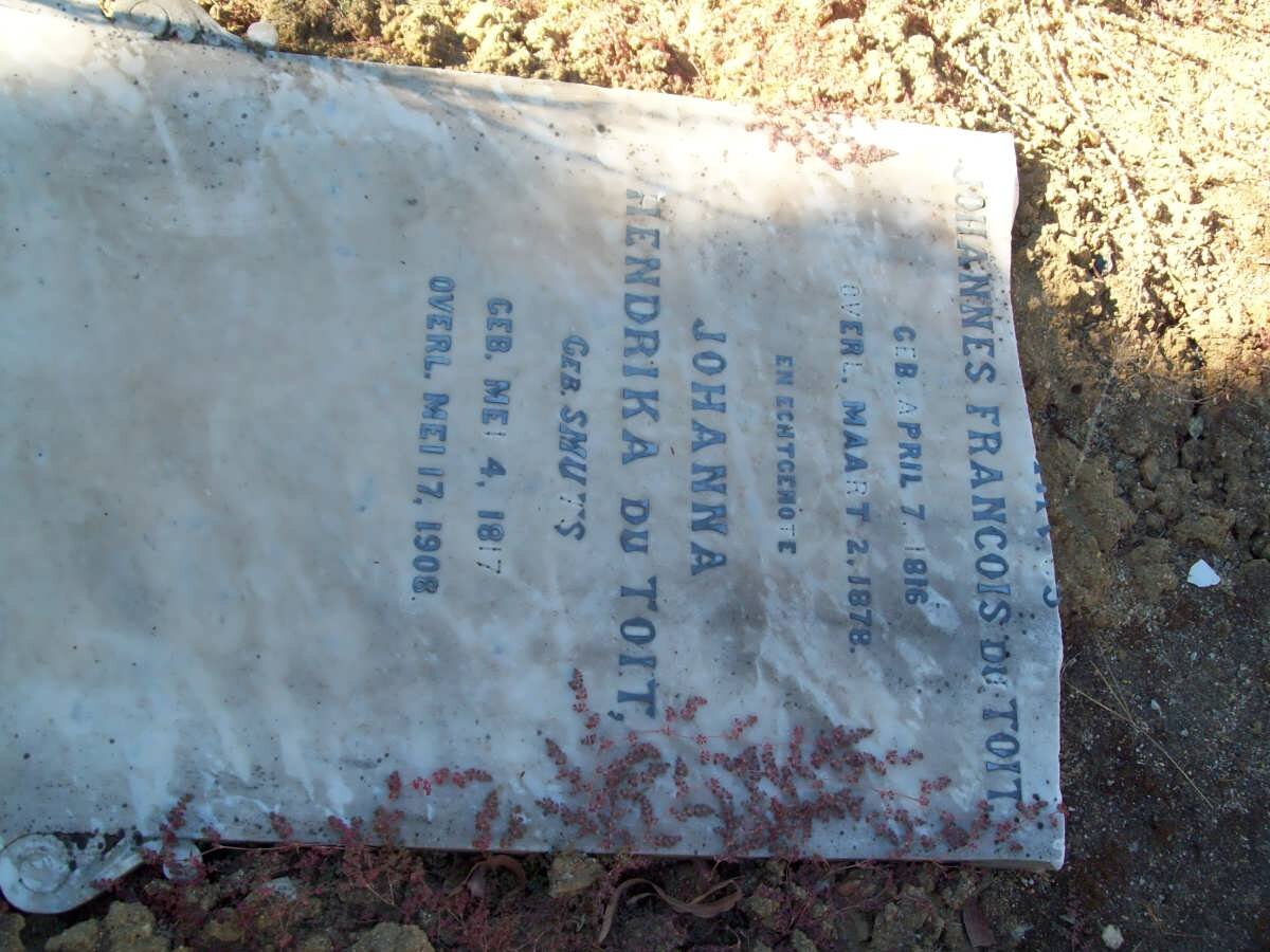 TOIT Albertus Johannes Francois, du 1816-1878 &amp; Johanna Hendrika SMUTS 1817-1908