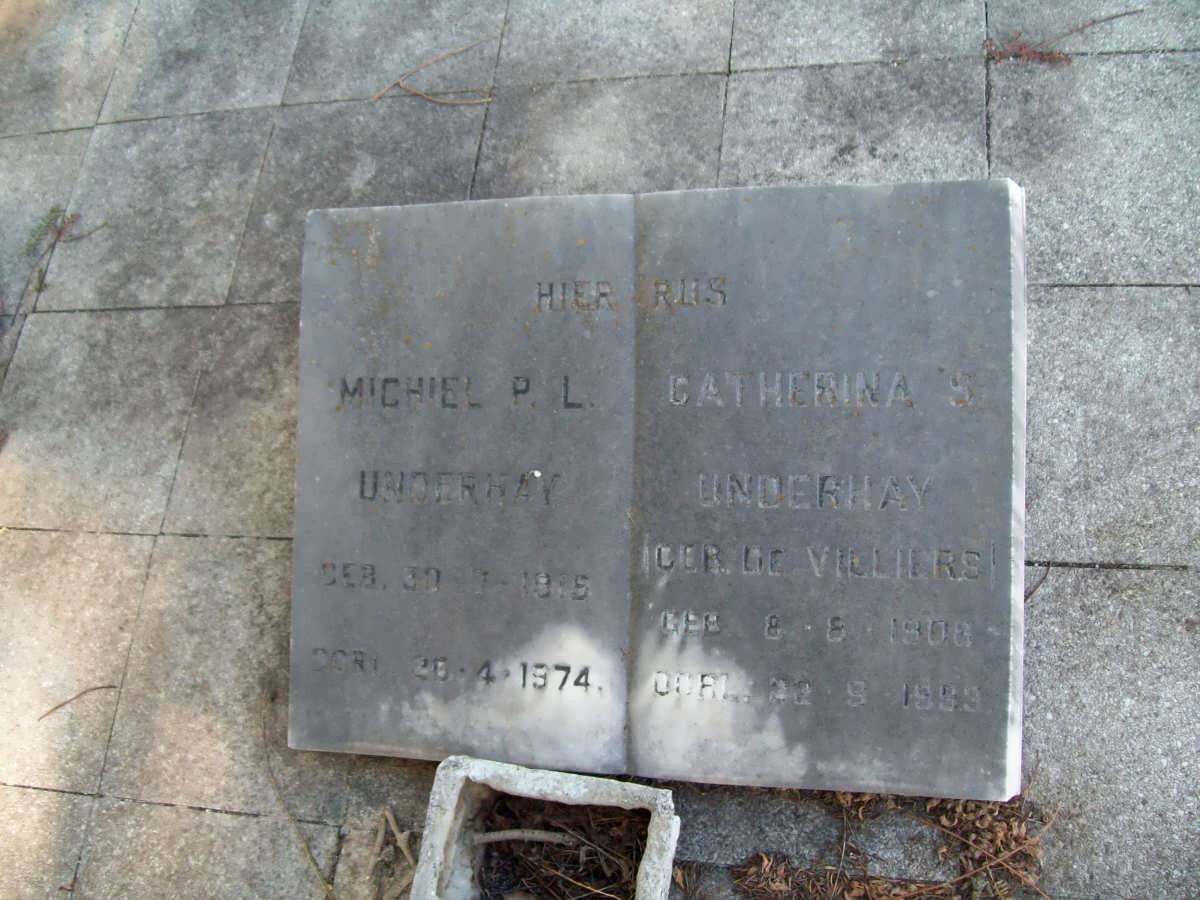 UNDERHAY Michiel P.L. 1915-1974 &amp; Catherina S. DE VILLIERS 1908-1993