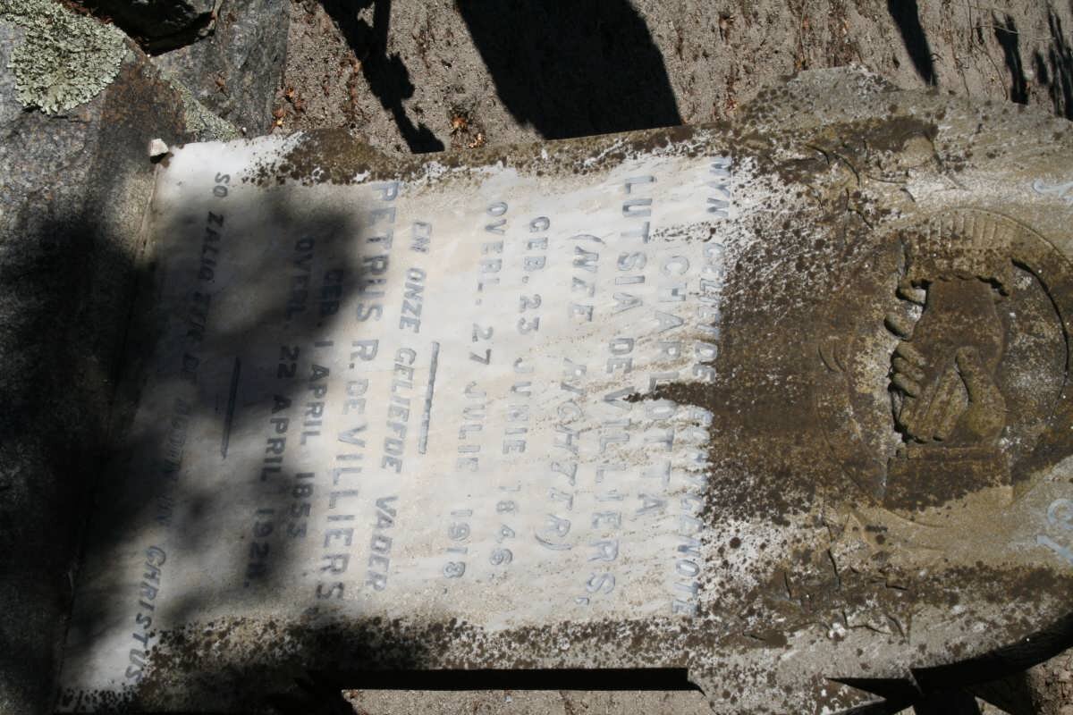 VILLIERS Petrus R., de 1853-1928 &amp; Charlotta Lutsia RICHTER 1846-1918