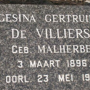 VILLIERS Gesina Gertruida, de nee MALHERBE 1896-1973