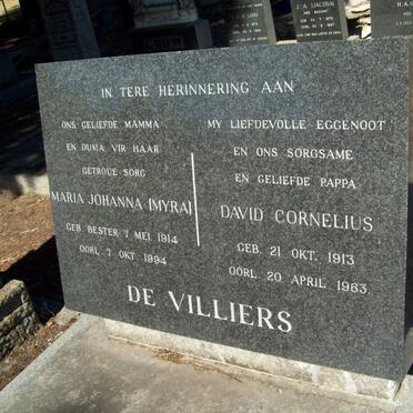 VILLIERS David Cornelius, de 1913-1963 &amp; Maria Johanna BESTER 1914-1994