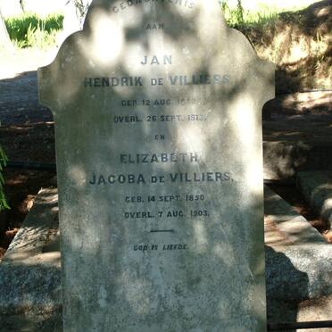 VILLIERS Jan Hendrik, de 1852-1913 &amp; Elizabeth Jacoba 1850-1903