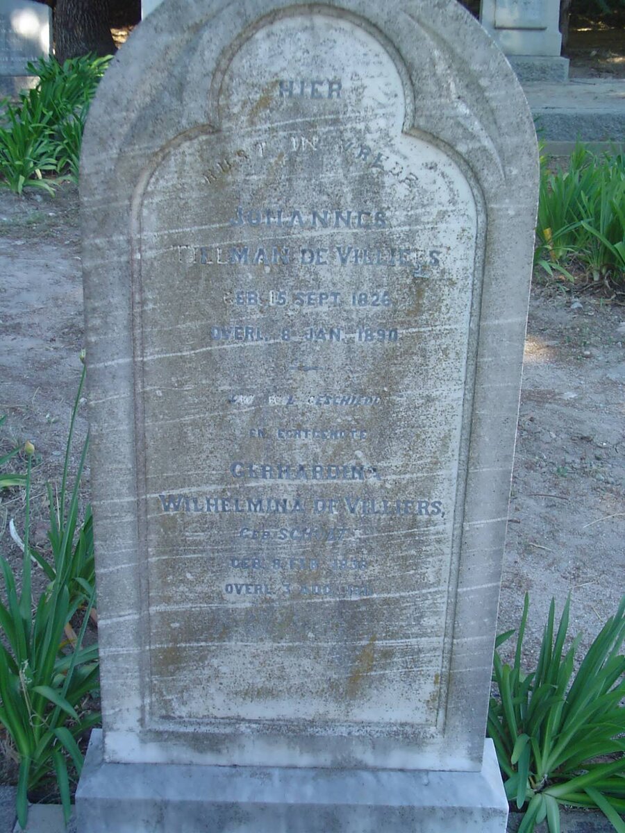 VILLIERS Tielman, de 1826-1890 &amp; Gerhardina Wilhelmina ?SCH... ?1828-