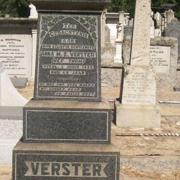 VERSTER Thomas G.J. 1863-1937 &amp; Anna M.E. THOM -1928 :: VERSTER Pauline J. nee JORDAAN -1957