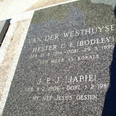 WESTHUYSEN J.P.J., van der 1906-1989 &amp; Hester C.E. BODLEY 1914-1979