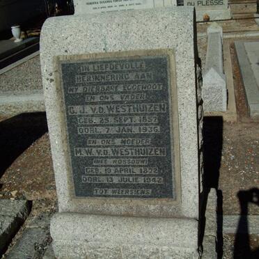 WESTHUIZEN C.J., v.d. 1857-1936 &amp; M.W. ROSSOUW 1872-1942