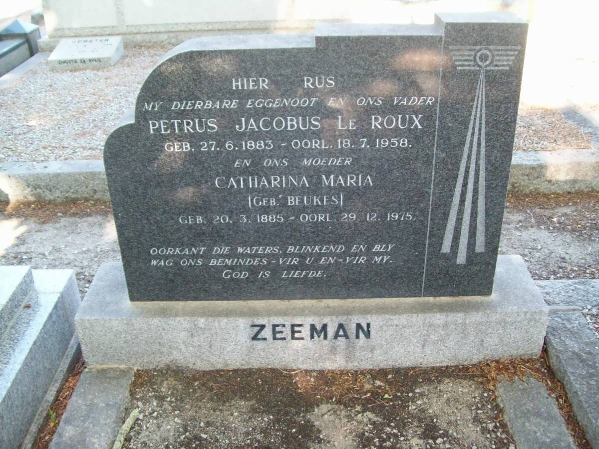 ZEEMAN Petrus Jacobus le Roux 1883-1958 &amp; Catharina Maria BEUKES 1885-1975