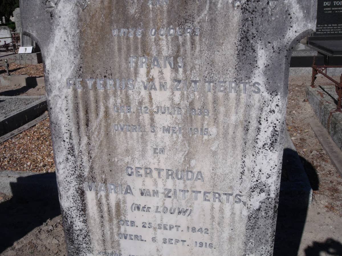 ZITTERTS Frans Petrus, van 1839-1915 &amp; Gertruda Maria LOUW 1842-1916