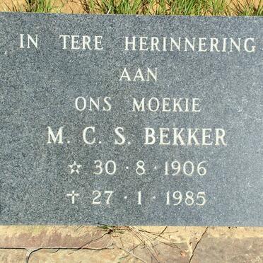 BEKKER M.C.S. 1906-1985