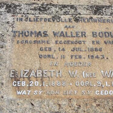 BODLEY Thomas Waller 1886-1943 &amp; Elizabeth W. WAHL 1888-1964