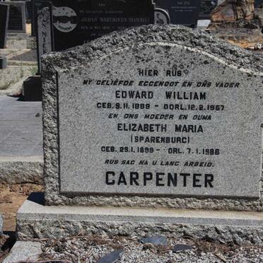CARPENTER Edward William 1889-1957 &amp; Elizabeth Maria SPARENBURG 1899-1988
