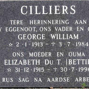 CILLIERS George William 1913-1984 &amp; Elizabeth Du T. 1915-1996
