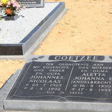 COETZEE Johannes Nicolaas 1925-1992 &amp; Aletta Johanna E. ENGELBRECHT 1930-1993
