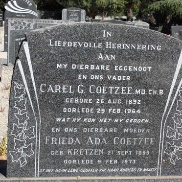 COETZEE Carel G. 1892-1964 &amp; Frieda Ada KRETZEN 1899-1973