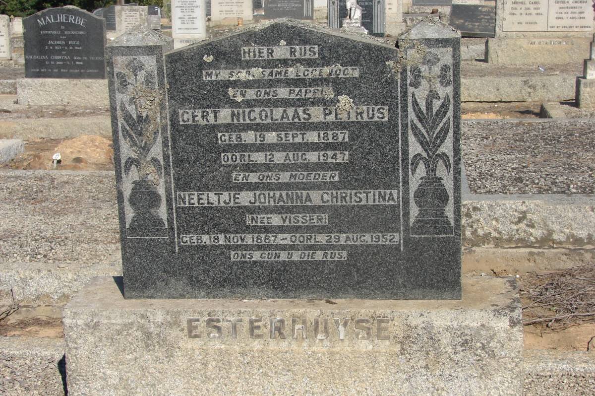 ESTERHUYSE Gert Nicolaas Petrus 1887-1947 &amp; Neeltje Johanna Christina VISSER 1887-1952