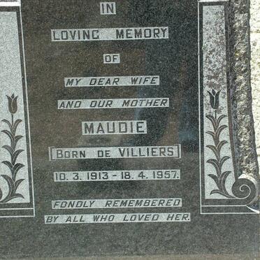 FISHER Maudie born DE VILLIERS 1913-1957 :: FISHER Marjorie Ann 1939-1940 :: FISHER Arthur 1910-1988