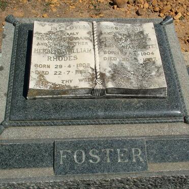 FOSTER Herbert William Rhodes 1902-1965 &amp; Ruby ? 1904-1967