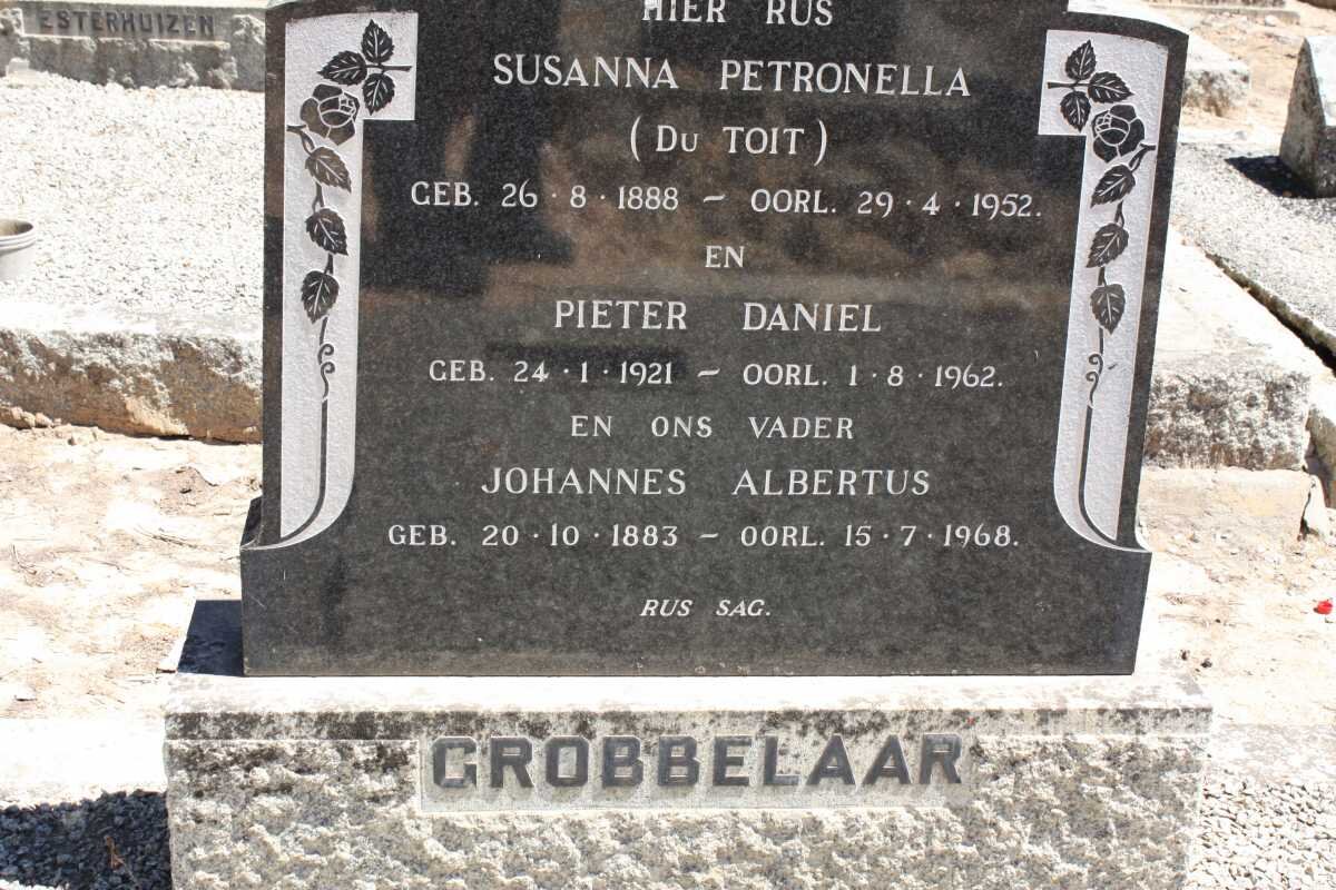 GROBBELAAR Johannes Albertus 1883-1968 &amp; Susanna Petronella DU TOIT 1888-1952 :: GROBBELAAR Pieter Daniel 1921-1962