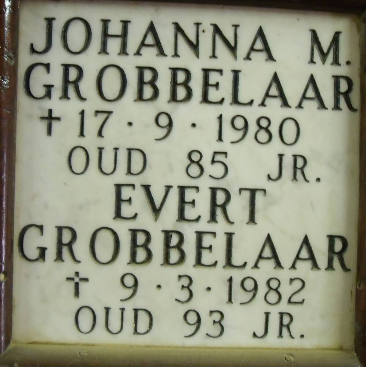 GROBBELAAR Evert -1982 &amp; Johanna M. -1980