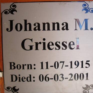 GRIESSEL Johanna M. 1915-2001