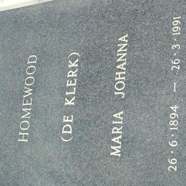 HOMEWOOD Maria Johanna nee DE KLERK 1894-1991